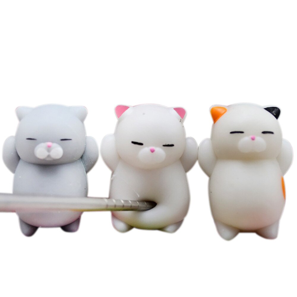 Desenhos animados 4 pçs bonito gato mochi squeezfigdet brinquedo autismo necessidades especiais aliviar o estresse decompressiontoy presente interessante para crianças
