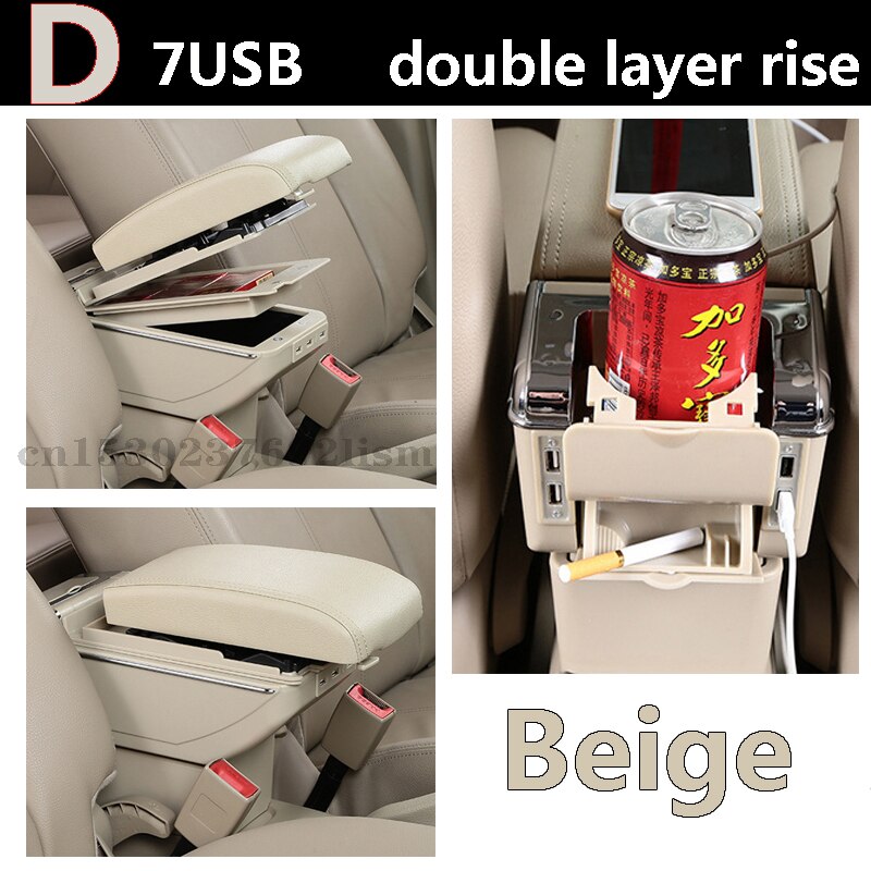 Para MINI Cooper R50 R52 R53 R56 R57 R58 F55 F56 F57 compatriota R60 F60Central reposabrazos caja de almacenamiento de accesorios de modificación: D  beige