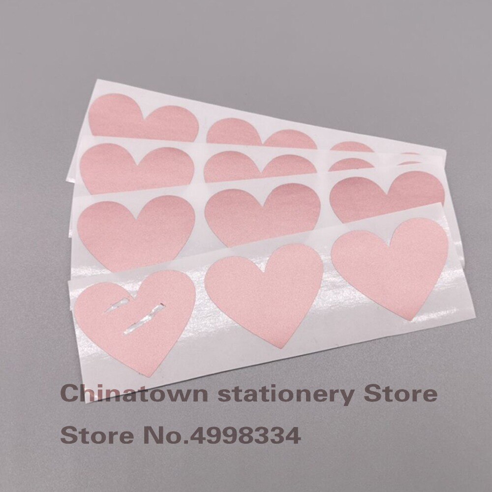 Autocollants à gratter en forme de cœur, couleur or rose, vierge, 30x35mm, pour couverture de Code Secret, jeu à domicile, Message de mariage, 100 pièces: Rose Gold