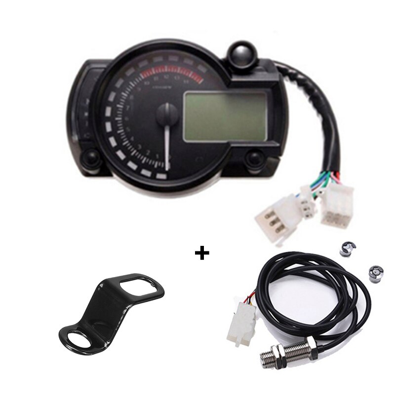 15000rpm Moderne Motorrad Digitale Licht LCD Digital Manometer Tachometer Tachometer Kilometerzähler Einstellbare Motorrad Tacho: Sensor und Halterung