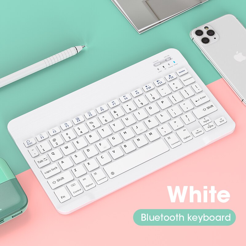 Bluetooth Wireless Pink Keyboard Mouse Combo For iPad Surface Tablet Laptop Silent Keyboard Mute Mini Size Keyboard Mouse Set: White Keyboard