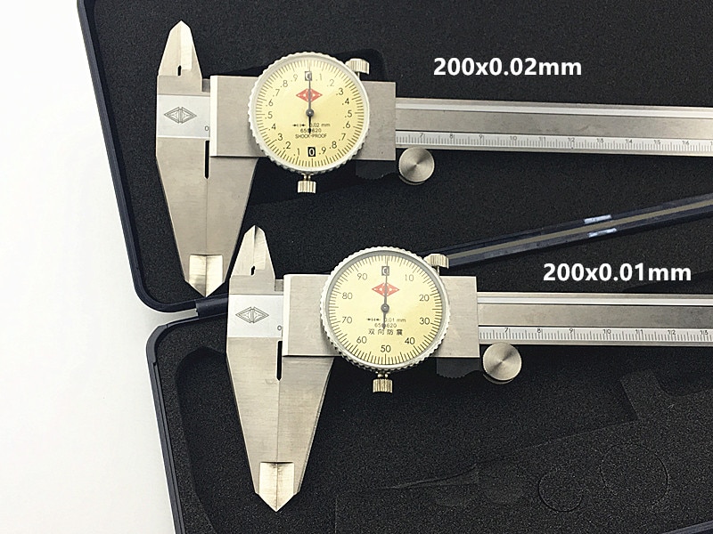 8" 0-200mm 0.02/0.01mm Caliper Shock-proof Stainless Steel Vernier Caliper Measurement Gauge Metric Measuring Tool