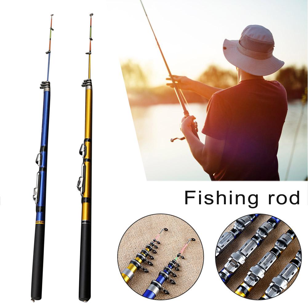 Portable Sea Fishing Rod Carbon Fiber 1.8M 3.0M Telescopic Rotating Fish Roll Short Golden Fishing Rod