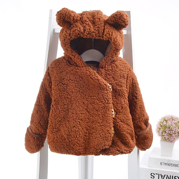 Vêtements d'automne et d'hiver féminins | Manteau épais en coton molletonné, pour bébés garçons et filles, vêtements en velours plus, pour enfants: Marron / 12M