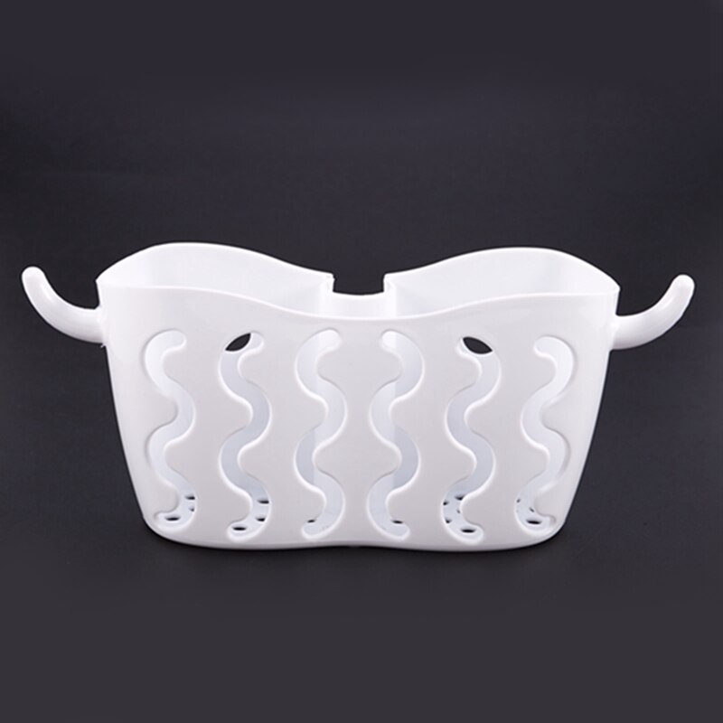 Kitchen Sink Faucet Caddy Bath Hanging Organizer Sink Draining Soap Sponge Holder Storage Baskets White