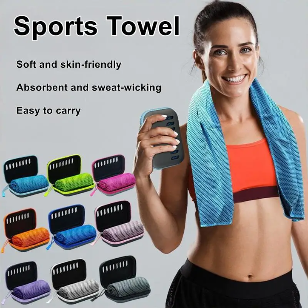 30×80cm Campingkoelhanddoeken met EVA-koffer, compacte en draagbare reis-ijsdoek, sneldrogende handdoeken voor sport, fitness, wandelen en yoga
