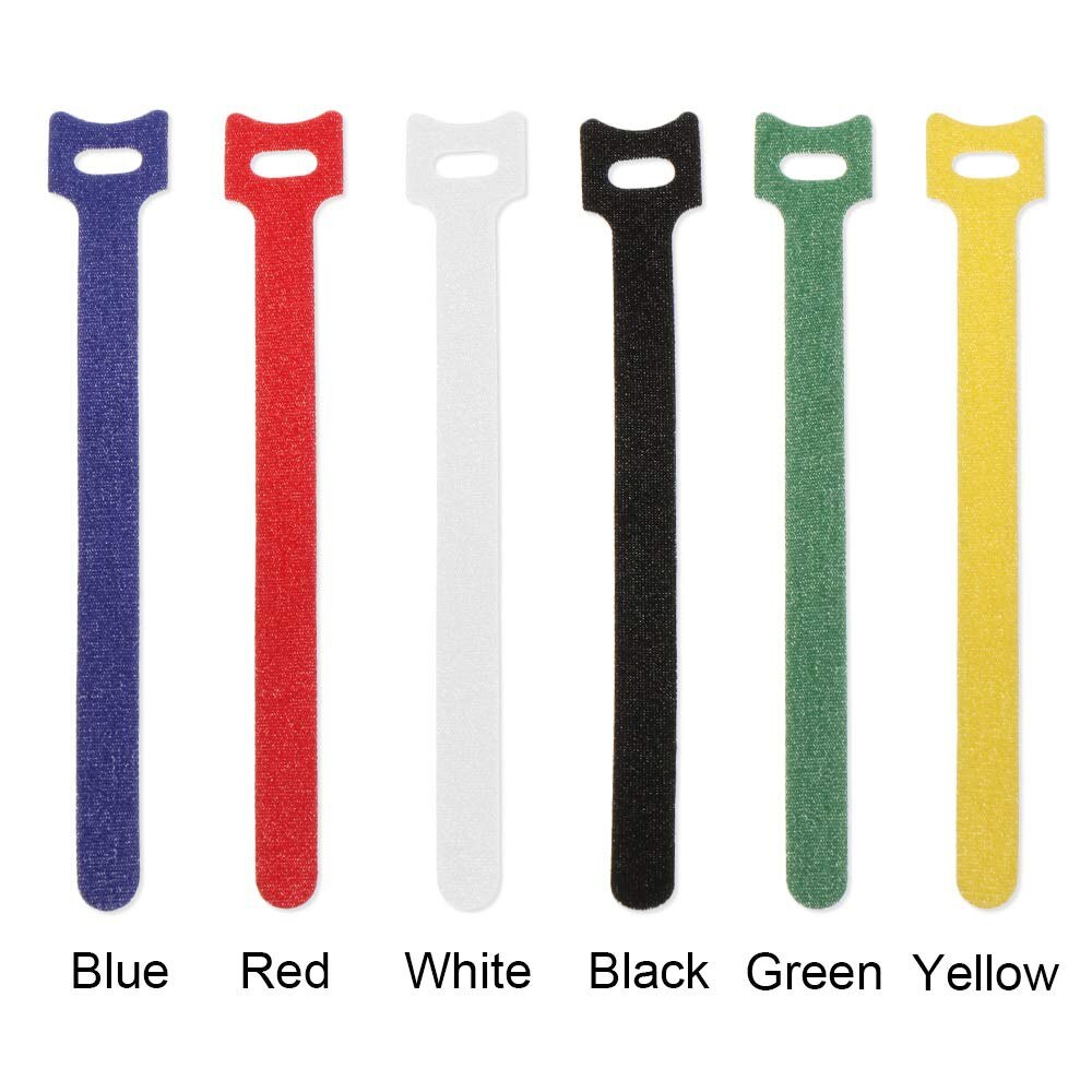 30 Pcs Color Velcro Cable Strap Nylon Cable Ties Magical Glue Self-adhesive Tape and Battery Rod Ring Belt Strap Tie Hook Ring: red / 30pcs