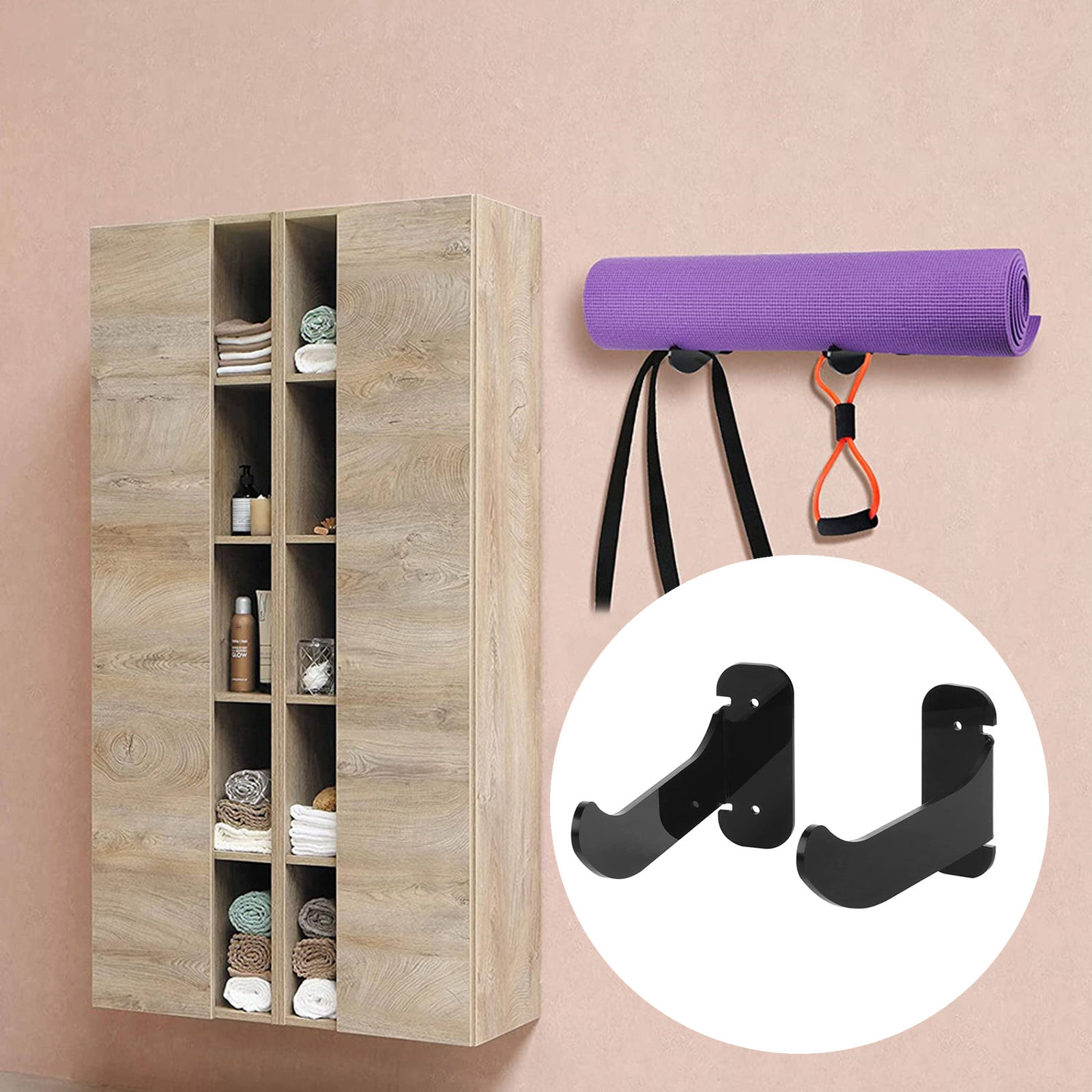 Yogamattenhalter, wandhalterung für fitnesskurse, handtuch, schaumstoffrolle
