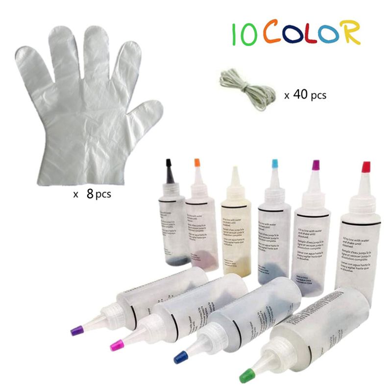 10 Color Tie Dye Kit Kid Tie Dye Art Set One-Step Adults Fabrics Dye Paints Supplies Festival DIY Art Craft: 10