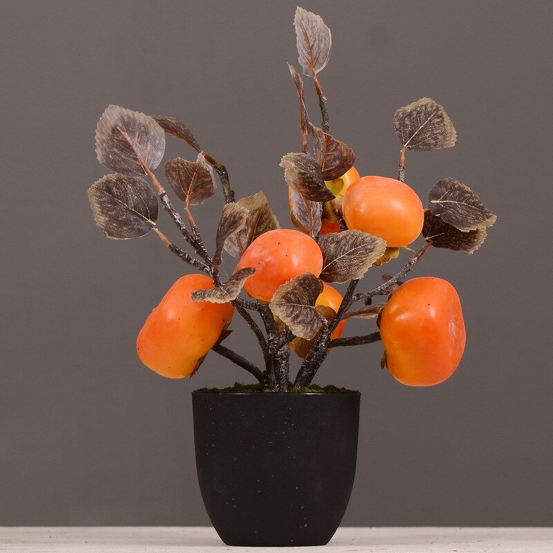 Flower Known Model Persimmon/Pomegranate/Lemon Small Pot Plant Indoor Home Green Plant Bonsai Decoration: Persimmon Orange
