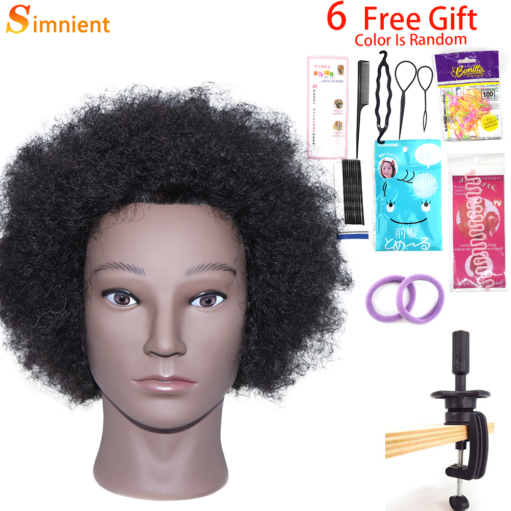 Afro Mannequin Heads With 100% Human Hair With Adjustable Tripod Hairdressing Dolls Training Head For Practice Styling Braiding: Violet