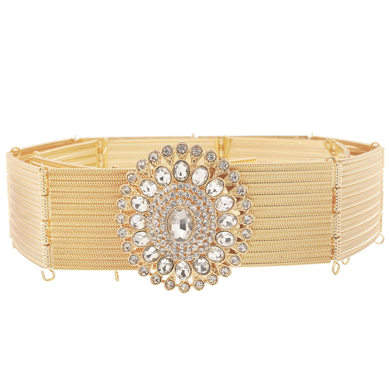 Marokkaanse Stijl Vrouwen Riem Ketting Metalen Riem Arabian Sieraden Riem Sieraden Lange Verstelbare Lengte: Licht Geel Goud Kleur