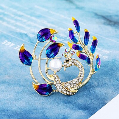 (Inklaring Verwerking) Elegante Dier Insect Broches Pins Bee Mier Flamingo Pauw Mannen Vrouwen Broche Voor Party: 4 blue