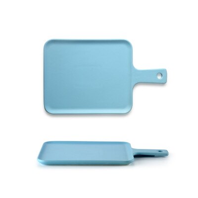 Nordic Solid Matte Rectangle Ceramic Plate Bone China Dinner Plate Heat Resistant Backing Plate Flat Steak Fruit Salad Tray: Blue / 24.5x14.5x1.5cm