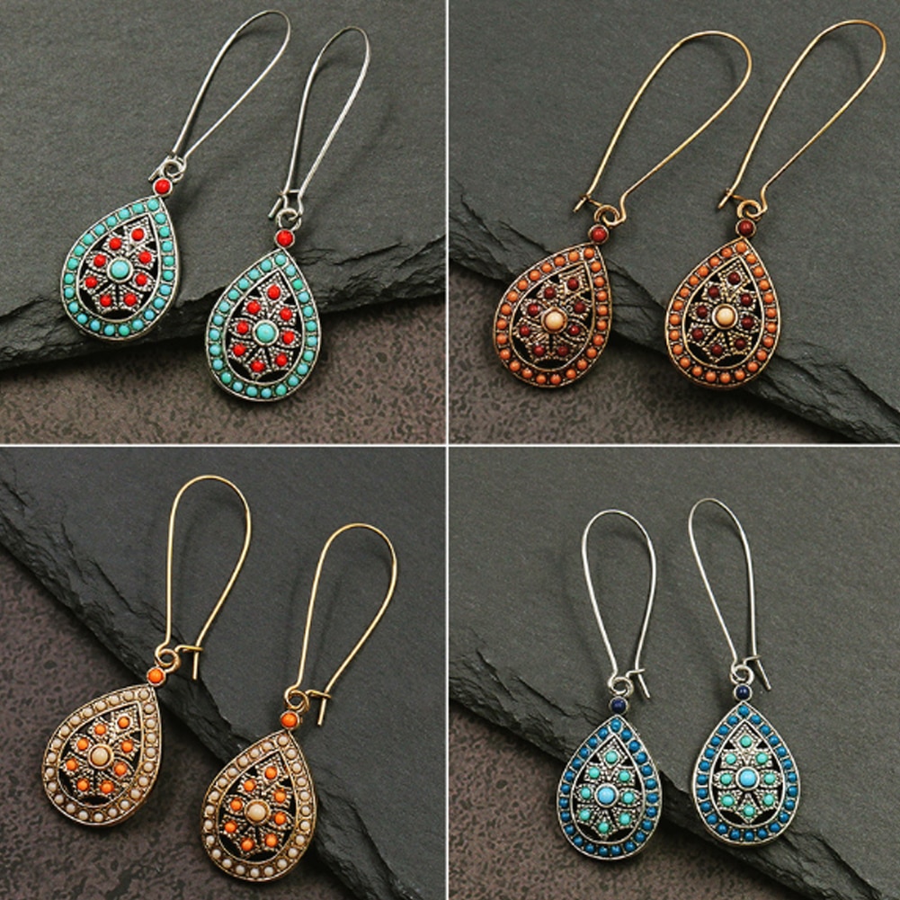 Jahrgang Boho Indien Ethnische Wasser Tropf Perlen Baumeln Ohrringe Für Frauen Weibliche Hochzeit Partei Schmuck Zubehör