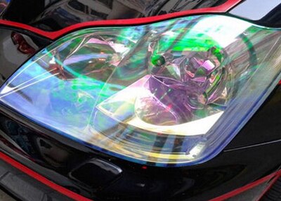 30*100cm glimmende kameleon auto styling koplampen achterlichten doorschijnende film lichten veranderd van kleur auto film stickers: Wit