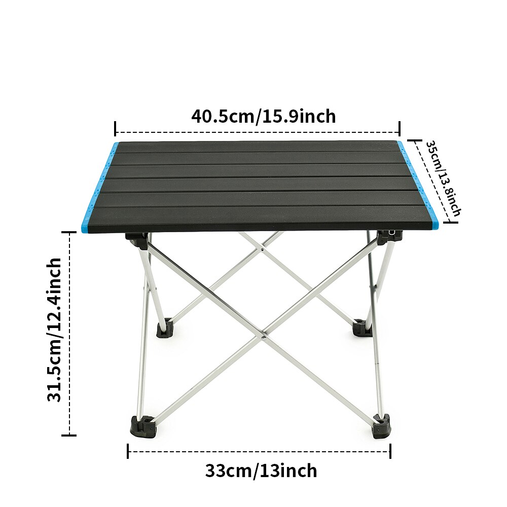Bærbart campingbord sammenklappeligt skrivebord skridsikker aluminiumslegering ultra let sammenfoldelig vandretur, moderne udendørsmøbler: Blå