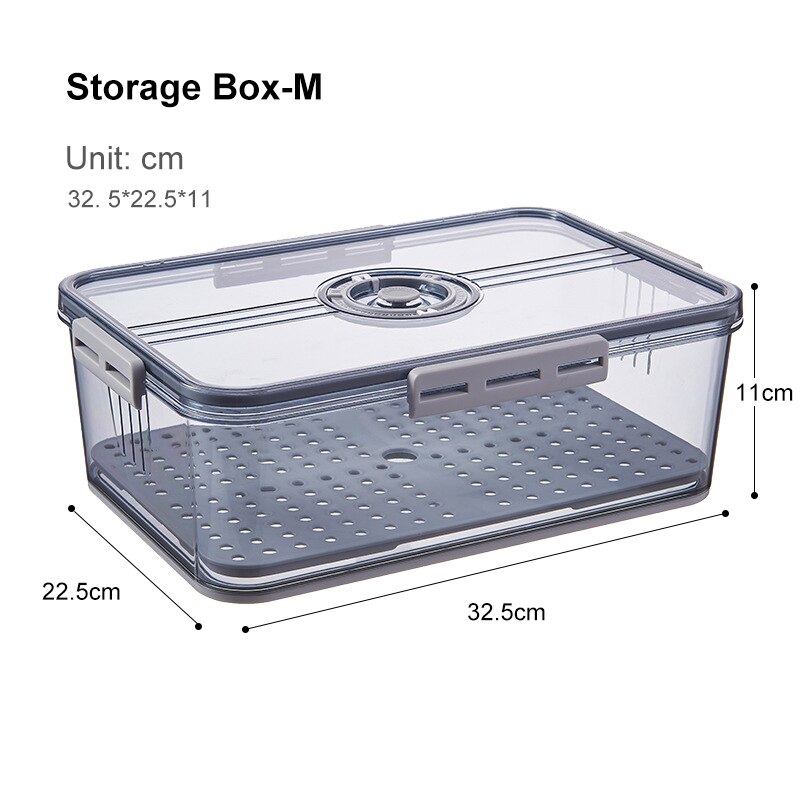 Refrigerator Storage Container Box Food Grade PET Plastic Thickened Timekeeping Frozen Food Storage Kitchen Containers Set: 7002 Grey