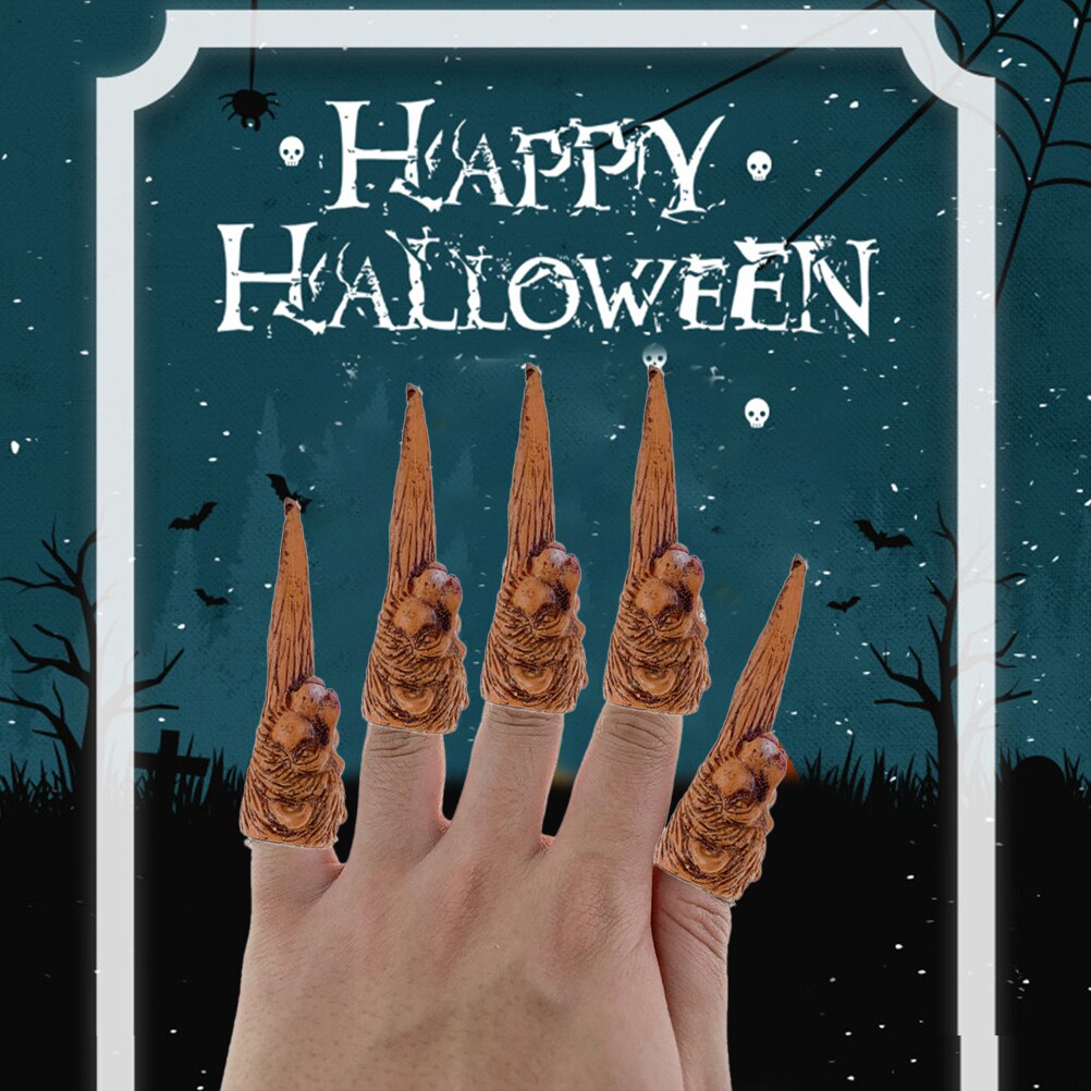 5 stk halloween lange negle dyr heksespik edderkop skelet løve lang negle cosplay fancy kjole indretning