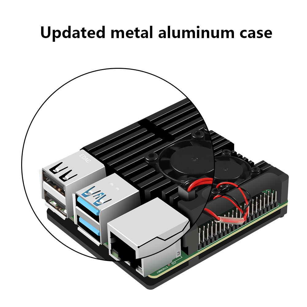 S Robot Raspberry Pi 4 4B Metal Case Raspberry Pi Case Met Dual Koelventilator Aluminium Bescherming Gevallen Voor rpi 4B RPI104
