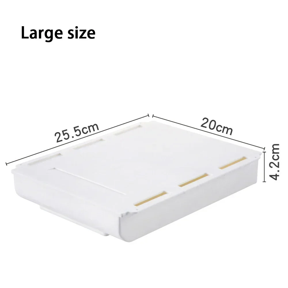 Adhesive Under Desk Drawer Organizer Hidden Table Storage Box Slide Out Tray Simple Sundries Cosmetics Stationery Organizer: light yellow / 16-20 Cells