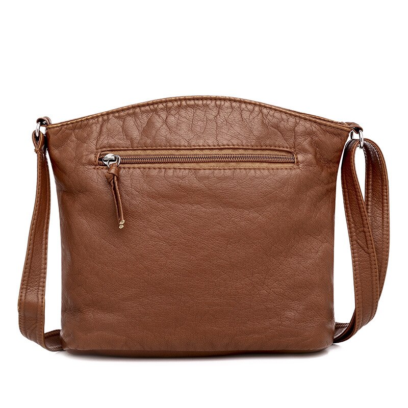 Sac à bandoulière multi-compartiments en cuir PU souple pour femmes, sacoche à épaule, NIN668