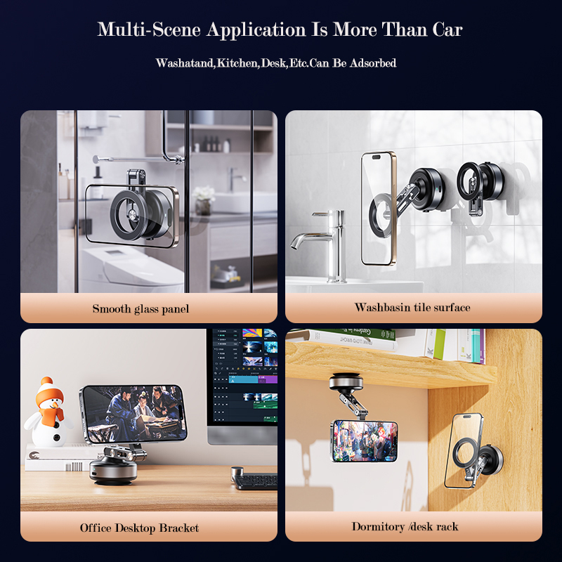 2025 360 ° Soporte magnético de rotación para teléfono de coche, soporte estable plegable magnético para coche, soporte con ventosa eléctrica portátil