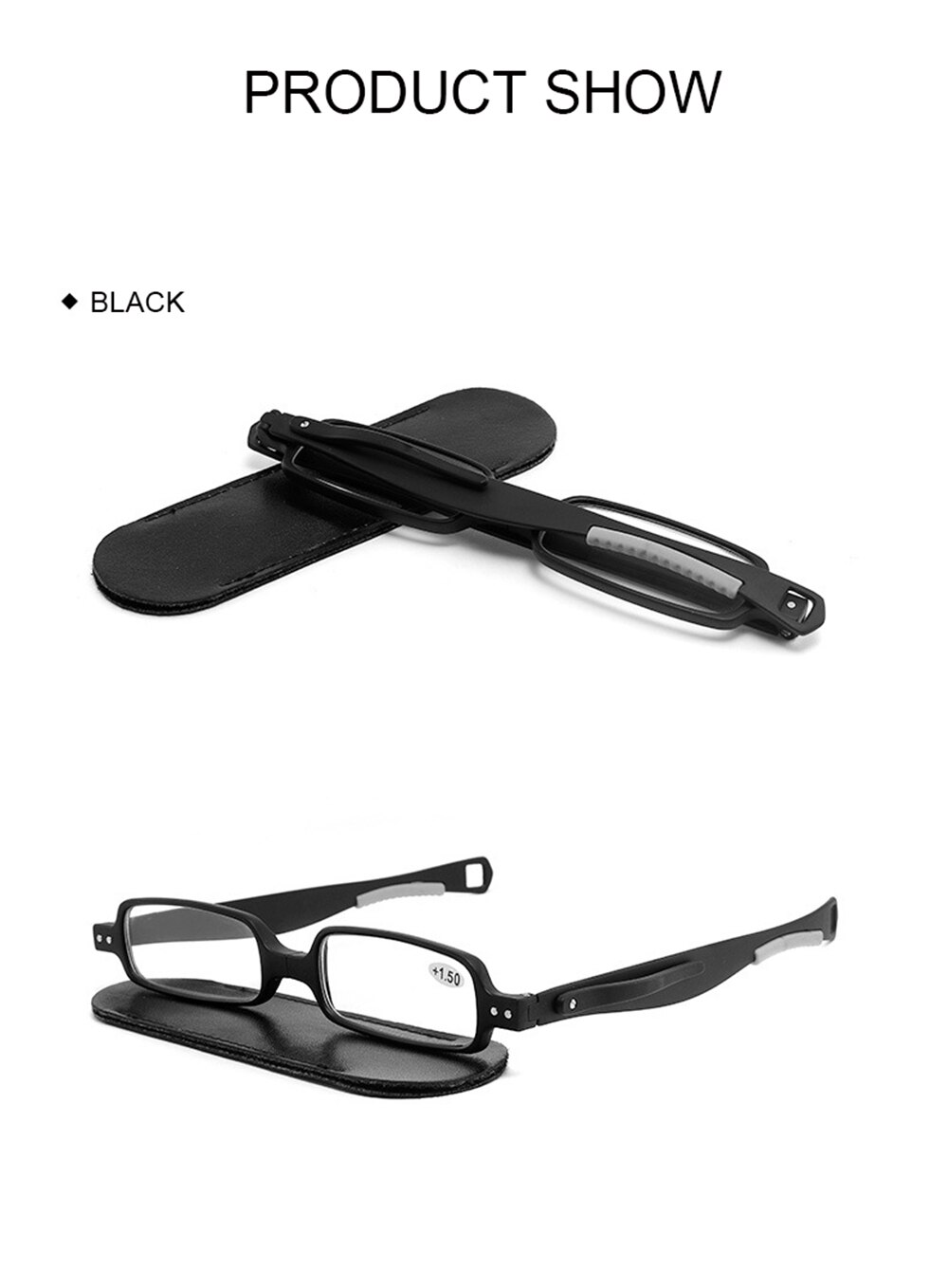 Ienjoy lesebriller tr briller for menn kvinner briller herre lesebriller sammenleggbare med etui  +1.0 +1.5 +2.0 +2.5 +3.0