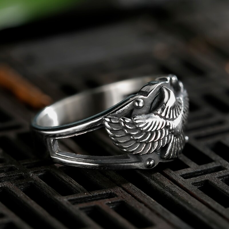 Stainless Steel Men Animal Rings Flying Eagle Punk... – Grandado