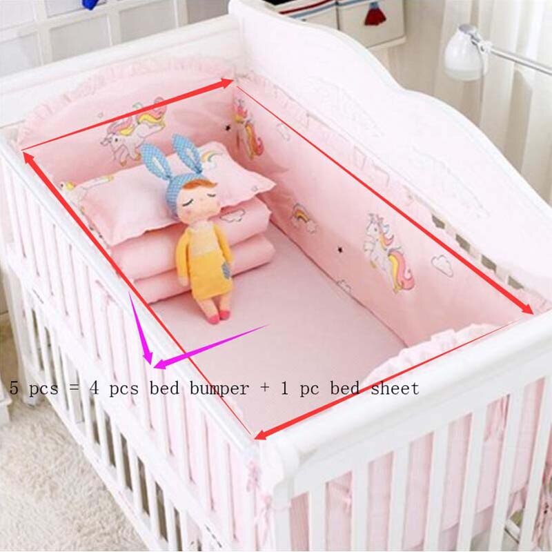 5 PCS Cartoon Baby Bed Bumper Set 120*70 CM Nordic Katoen Cot Bumper Voor Pasgeborenen Crib Kanten Cradle protector Kinderen Room Decor: E