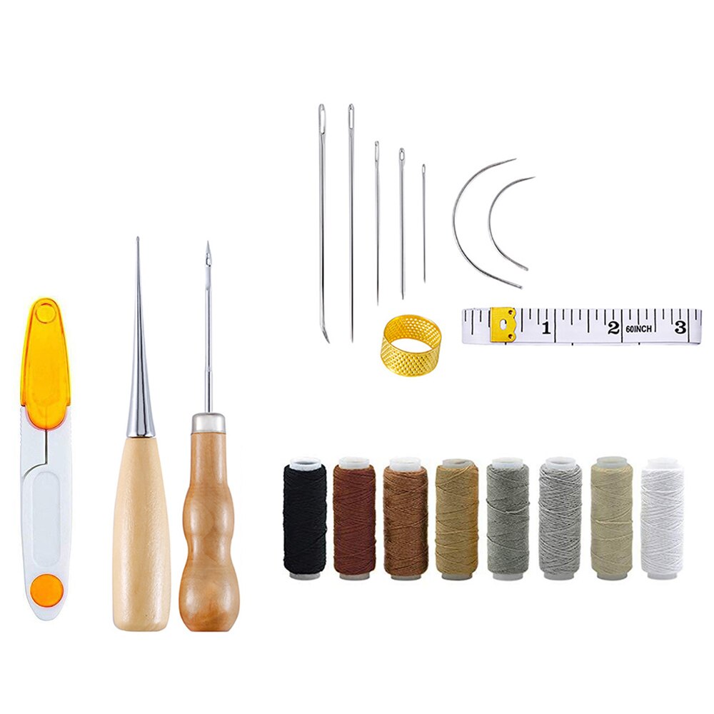 Leather Craft Tool Kit Repair Kit Leather Hand Sewing Needles Thread Needles Large-Eye Stitching Needles Leather Repair Tools