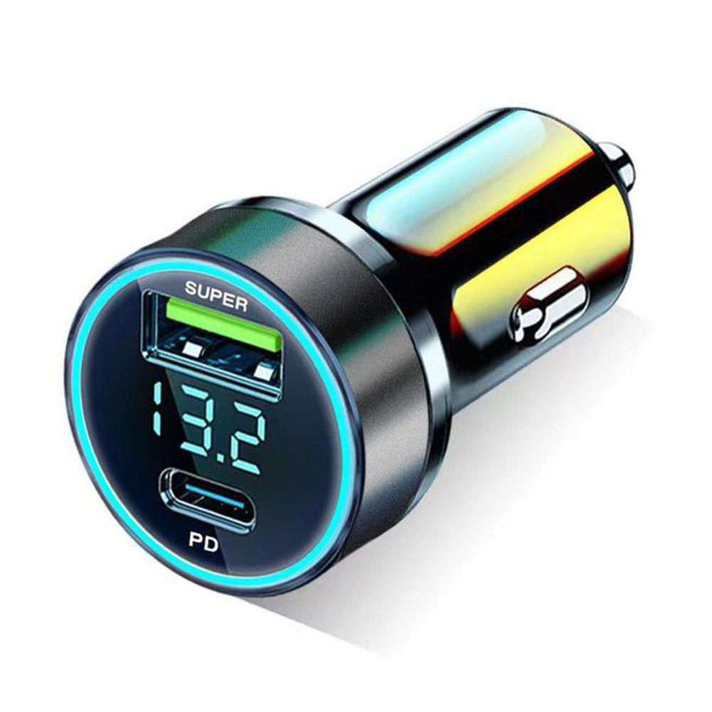 PD 20W chargeur de voiture Type C USB Portable 120W adaptateur de Charge Super rapide pour IPhone 14 Pro Max pour Huawei séparateur allume-cigare de voiture: Marron