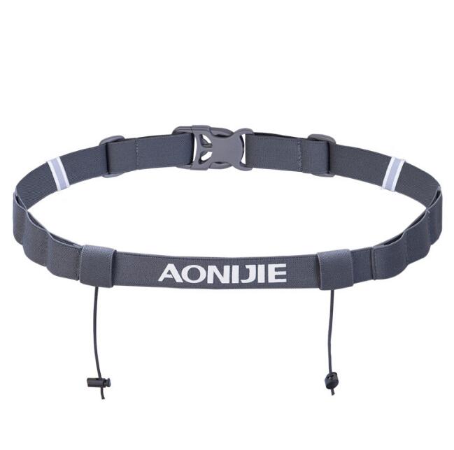 AONIJIE Running Outdoor sports Triathlon Marathon Race Number Belt With Gel Holder Outdoor Sports Running Belt: Gray Color