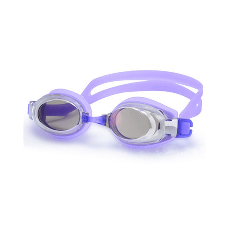 Justerbare briller galvanisering svømmebriller anti-dug uv beskytte voksne børn vandtæt silikone spejl svømmebriller: Elektroplade lilla