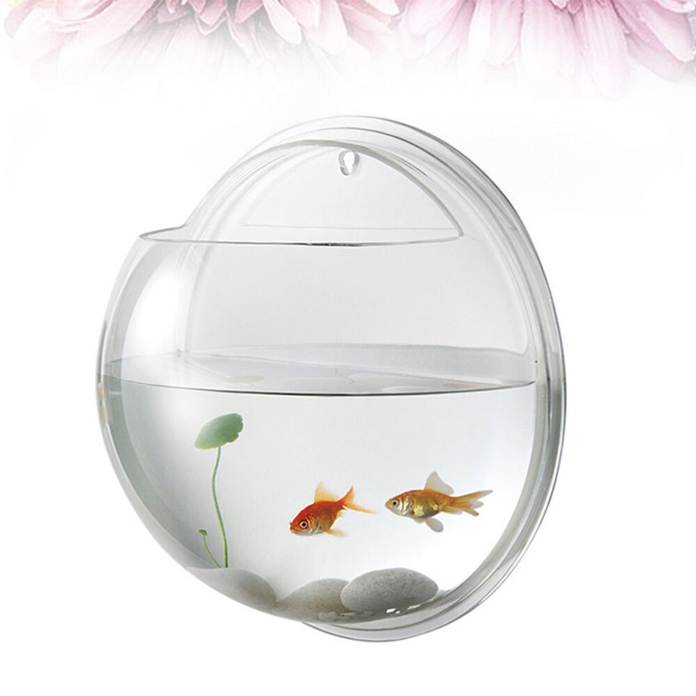 Transparent Wall Mounted Acrylic Fish Bowl Hanging Aquarium Fish Tank Home Decor (15cm Diameter)