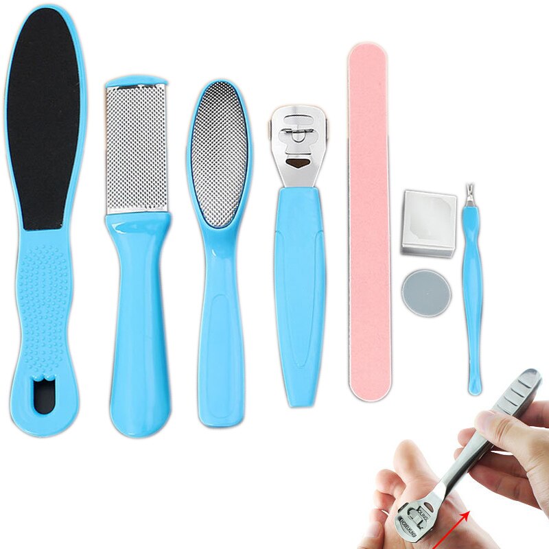 Bebê 8 Pçs/set Manicure Cuidados Com Os Pés Conjunto de Arquivo Morto Pele Dura Callus remover Raspador Pedicure Grosa Ferramentas Cuidados Com Os Pés Tool Kit Dropship