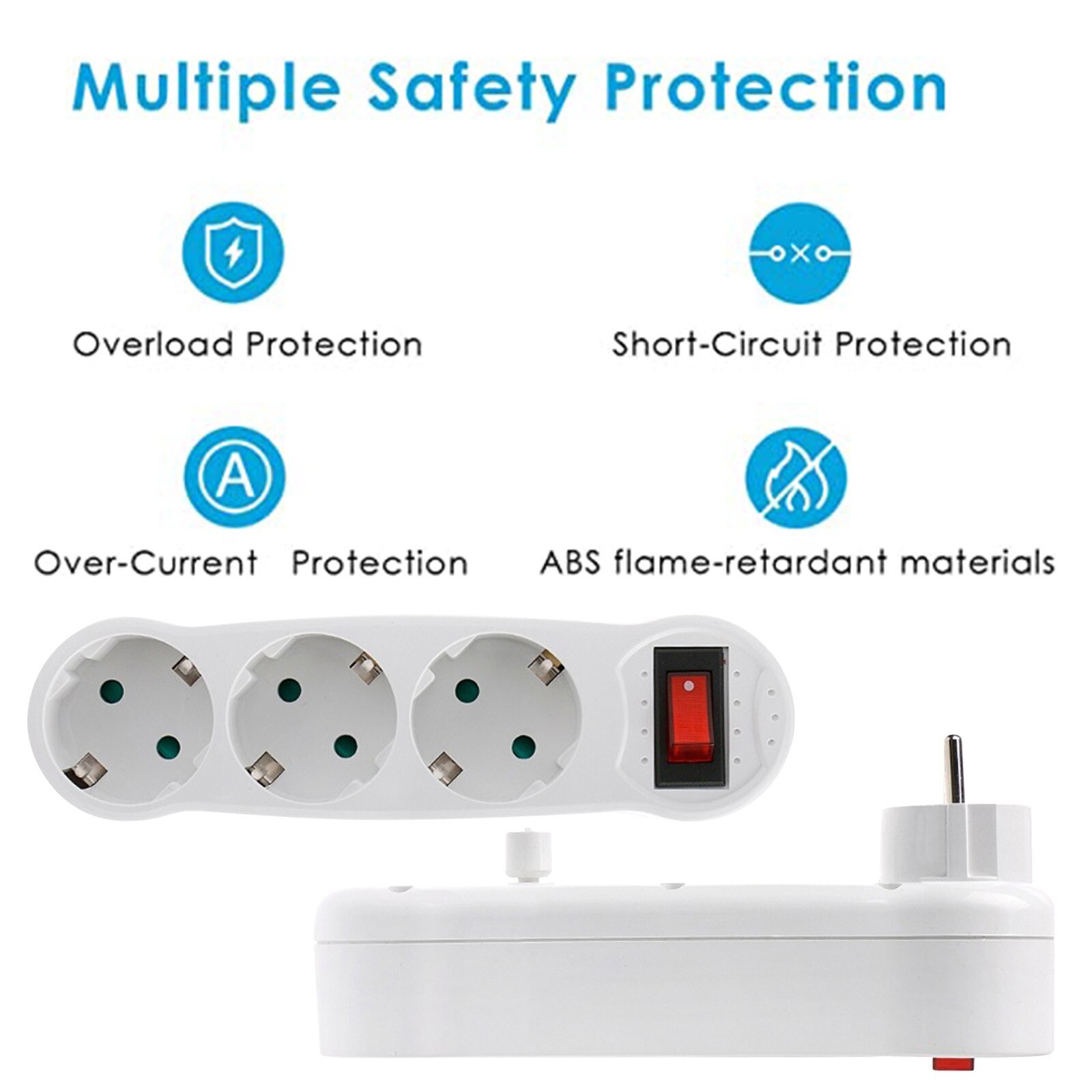 European Standard Three Socket Round Plug 3 Hole Socket With Switch On Off 3-way socket outlet with switch