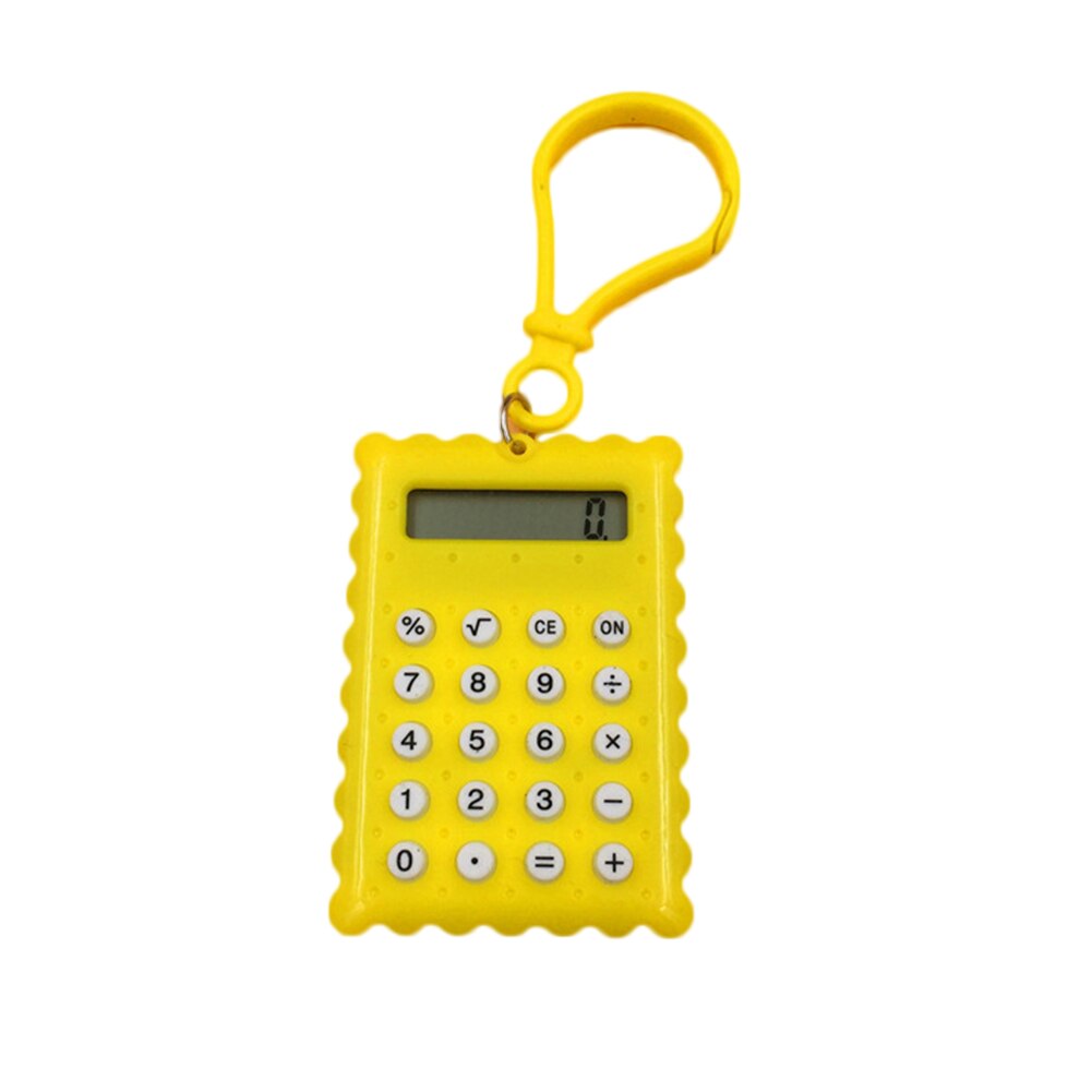 Mini Calculator Pocket Student Mini Electronic Calculator Biscuit Shape School Office Supplies Mini Calculator: YELLOW