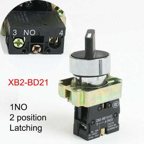 Xb2-bd21 bd25 bd33 bd53 bd73 1no/2no/1 nej 1nc 2/3 position låsning selvlåsende vælger trykknap switch øjeblikkelig selv-reset: Xb2-bd21