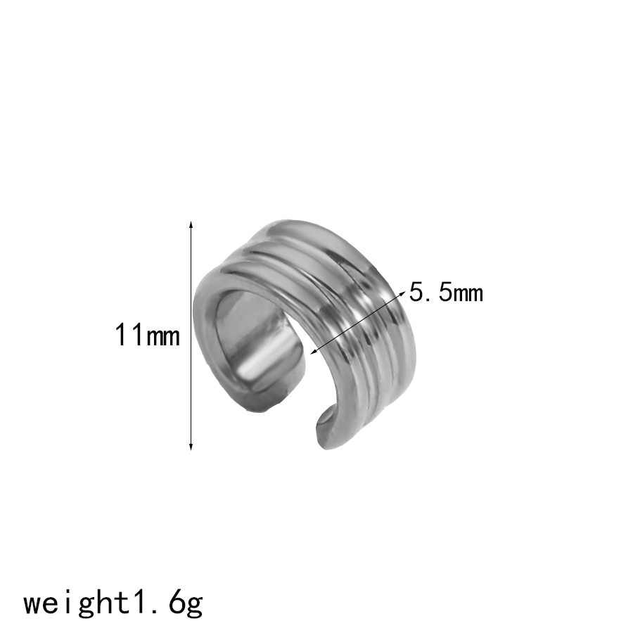 18K Gold Color Stainless Steel Multilayer Ear Clip Waterproof Metal Unique Trendy Women: Titanium Plated