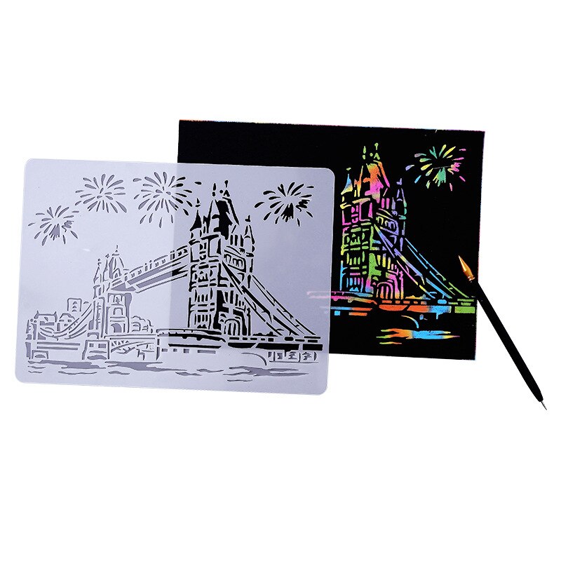 5 Pcs Magic Scratch Art Doodle Pad Sand Painting Cards Early Educational Learning Drawing Toys for Children Kids Craft