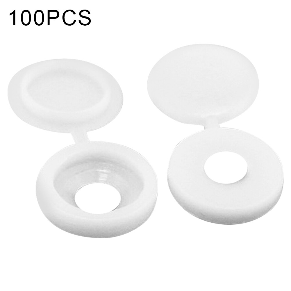 500/100Pcs Plastic Hinged Screw Cover Caps Washer Flip Tops Multiple Colour for Furniture Hardware FOU99: white / 100Pcs