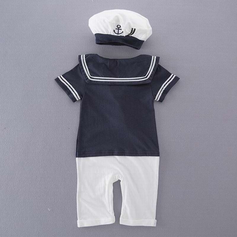 Baby Romper Preppy Style Navy White short Sleeve Baby Boys Girls Overalls Newborn Clothes 0-2Y E13208