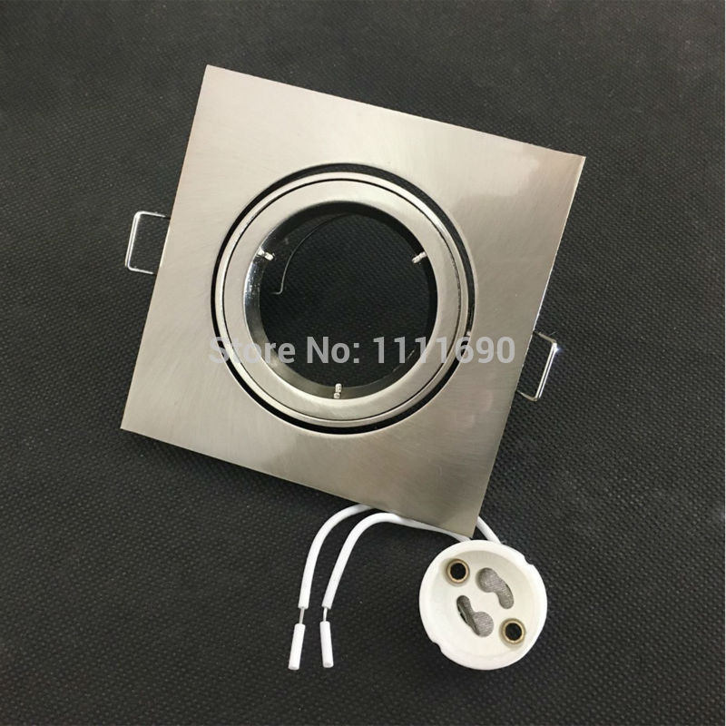 square Recessed metal chrome adjustable ceiling lamps holder GU10 socket or MR16 base LED spot and halogen built-in spot lights