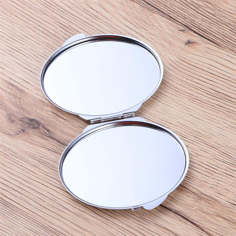 Double-Sided Oval Shaped Makeup Mirrors Stainless Steel Cosmetic Mirrors Foldable Mini Makeup Mirrors