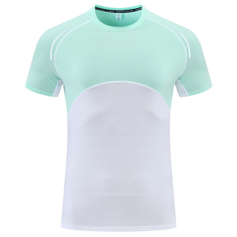 Running men jogging camisa de secagem rápida esportes casuais ao ar livre respirável manga curta impressão retalhos reflexivo ginásio tênis tshirts