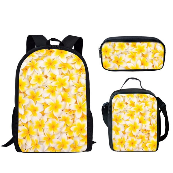 Forudesigns Mode Bloem Plumeria Gedrukt 3 Stks/set Kids Schooltassen Bloemen Rugzak Meisjes Casual Schooltassen Boek Mochila Kind: HMG1177CGK