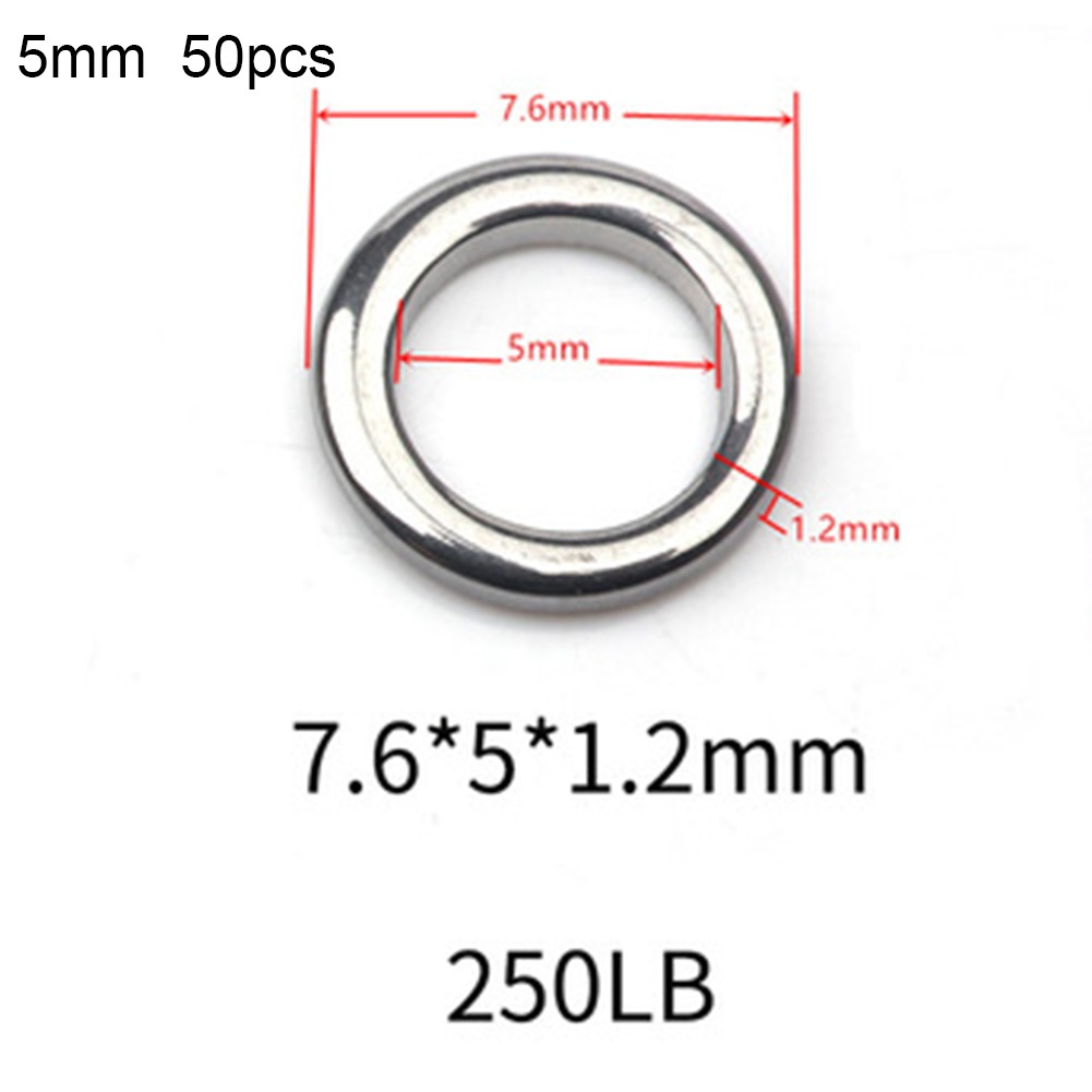 50 st kraftiga fiskeringar med solid ring, sömlösa delade ringar, vridbara knutar, bete, verktyg i rostfritt stål, fisketillbehör: Röd