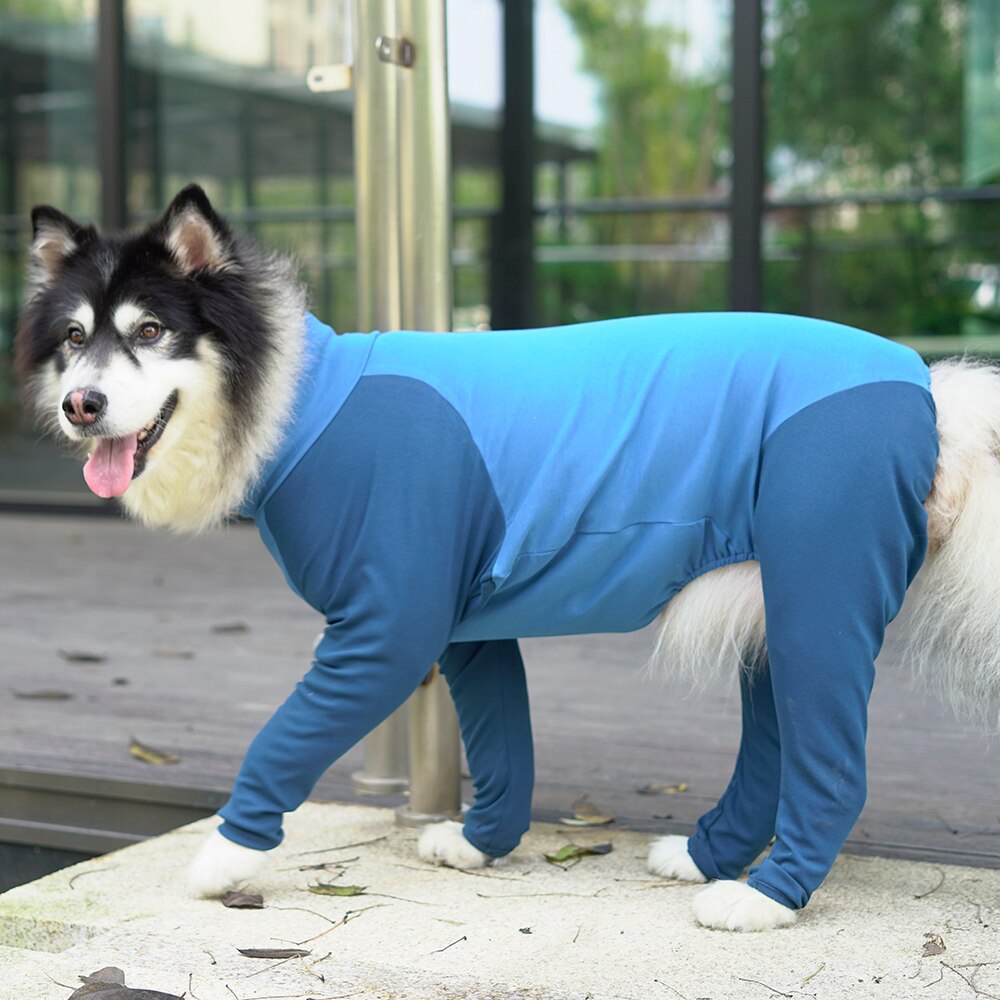 Ropa de perro grande para otoño e invierno, pijama dorado de Samo Alaskan con cuatro patas y codo, para perros grandes