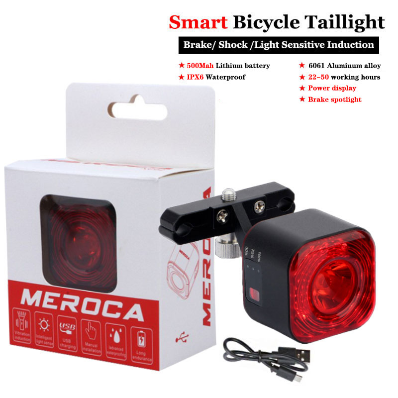 Lism smart sykkel baklys auto start stopp brems ipx 6 vanntett usb frakt sykling baklykt sykkel ledet lys: Siste sal